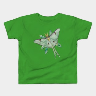 Actias luna with green fluorite points Kids T-Shirt